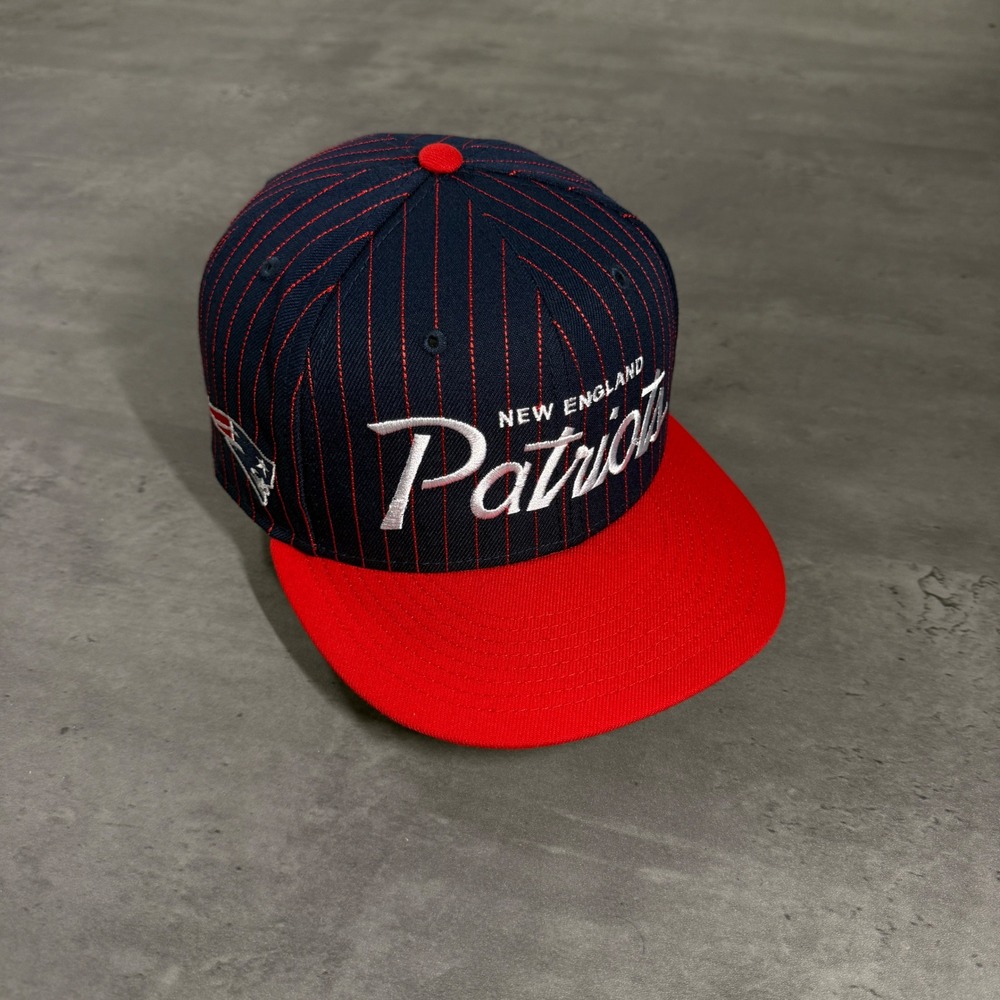 New Era New England Patriots Snapback Hat Navy Blue Red Pinstripe 9FIFTY Cap NFL